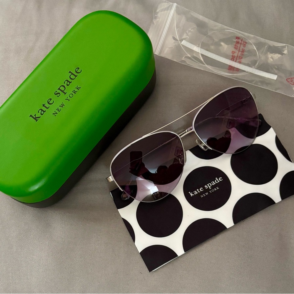 Kate Spade Sunglasses with Green Case and Polka Dot Cloth